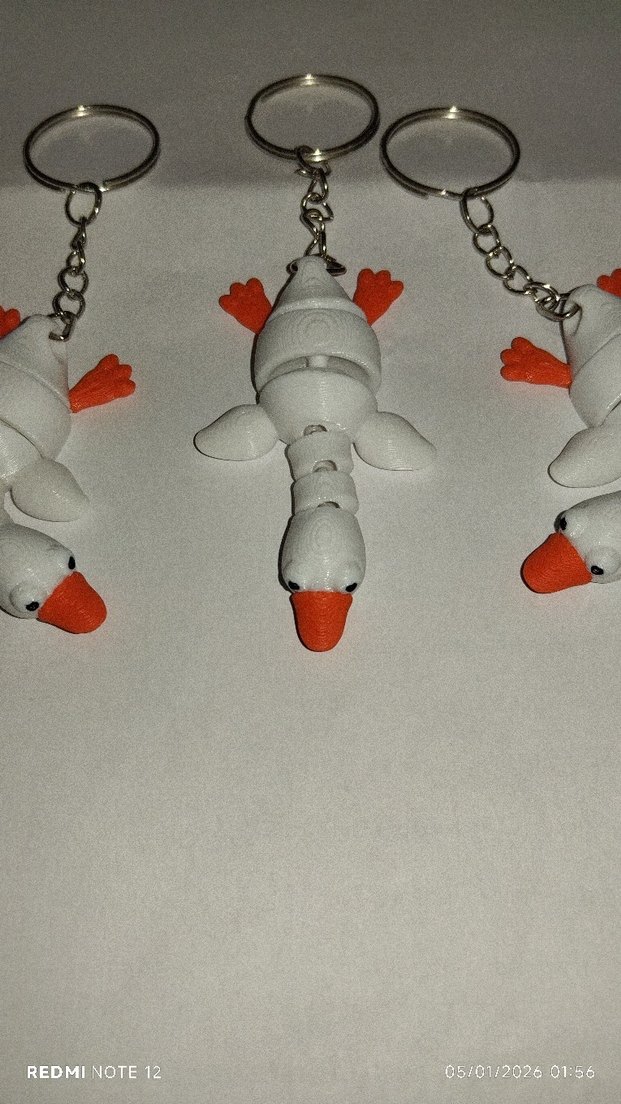 Beyaz Ördek Figürlü Zincirli Anahtarlık - Görsel 2