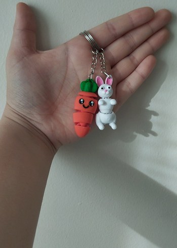 Renkli Havuç ve Tavşan Anahtarlık Sevgililer icin birebir - Görsel 2