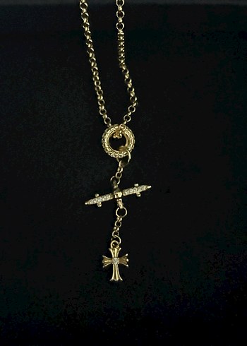 chrome detayli altin kolye - Görsel 2