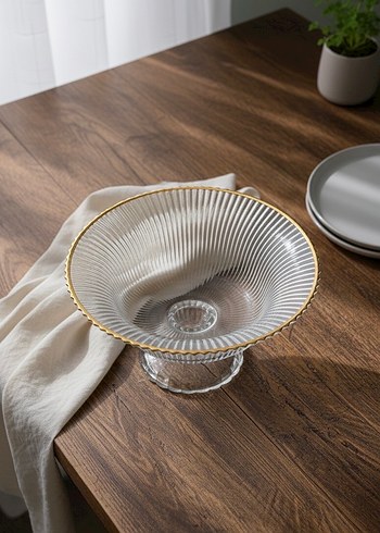 Altın Yaldızlı Vintage Cam Sunumluk / Şekerlik - Görsel 2