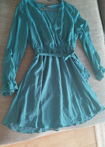 Bohem Tarz Mavi Midi Kadın Elbise - Görsel 4