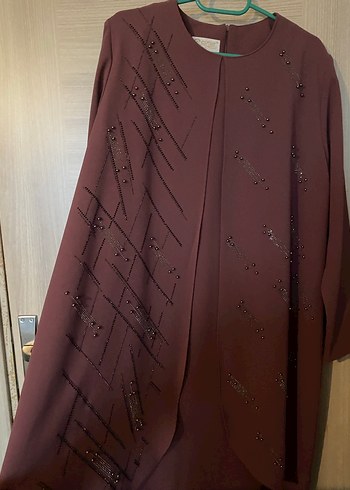 Kahverengi Uzun Drapeli Kadın Elbise - Görsel 2