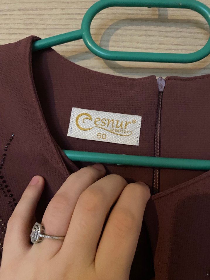 Kahverengi Uzun Drapeli Kadın Elbise - Görsel 5