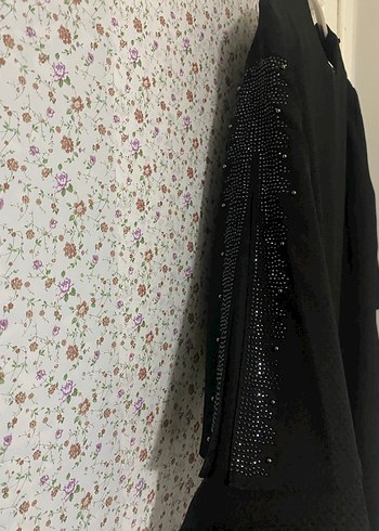 Siyah Uzun Kollu Drapeli Uzun Elbise - Görsel 3