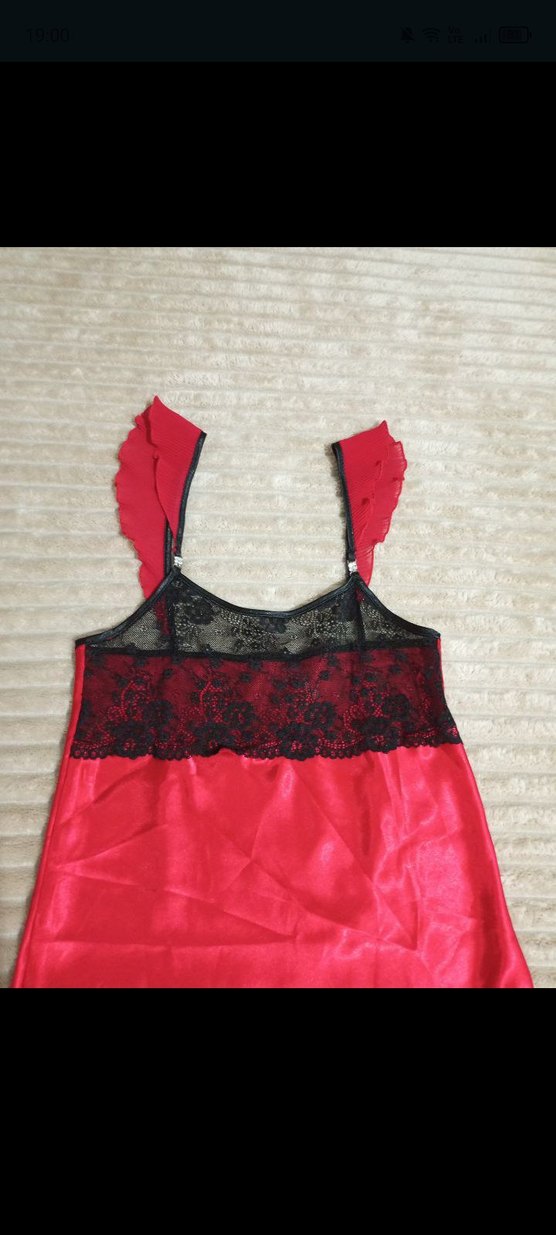 Kırmızı Dantelli Gotik Midi Gecelik - Görsel 2