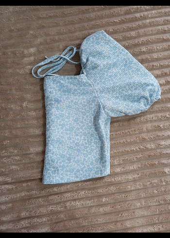 Mavi Bohem Kısa Kollu Mini Bluz - Görsel 2