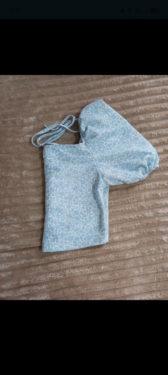 Mavi Bohem Kısa Kollu Mini Bluz - Görsel 2