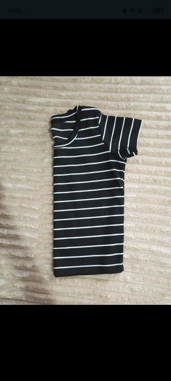 Siyah Çizgili Kadın Crop - Görsel 2