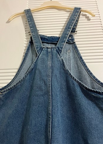 Kadın Lacivert Denim Askılı Salopet - Görsel 2