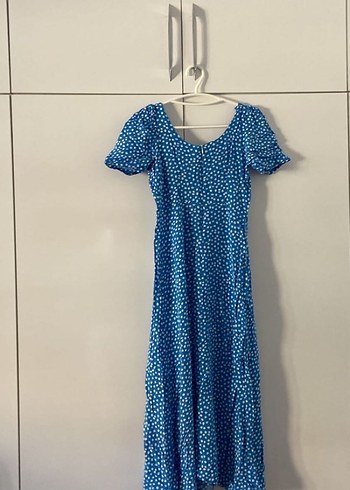 Mavi Puantiyeli Uzun Elbise - Görsel 5