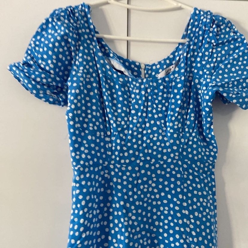 Mavi Puantiyeli Uzun Elbise - Görsel 3