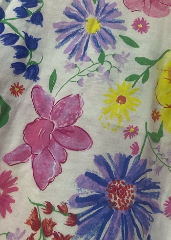Çiçek Desenli Bohem Kadın Kısa Kollu Tişört - Görsel 3