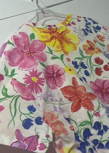 Çiçek Desenli Bohem Kadın Kısa Kollu Tişört - Görsel 7