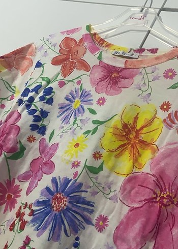 Çiçek Desenli Bohem Kadın Kısa Kollu Tişört - Görsel 5