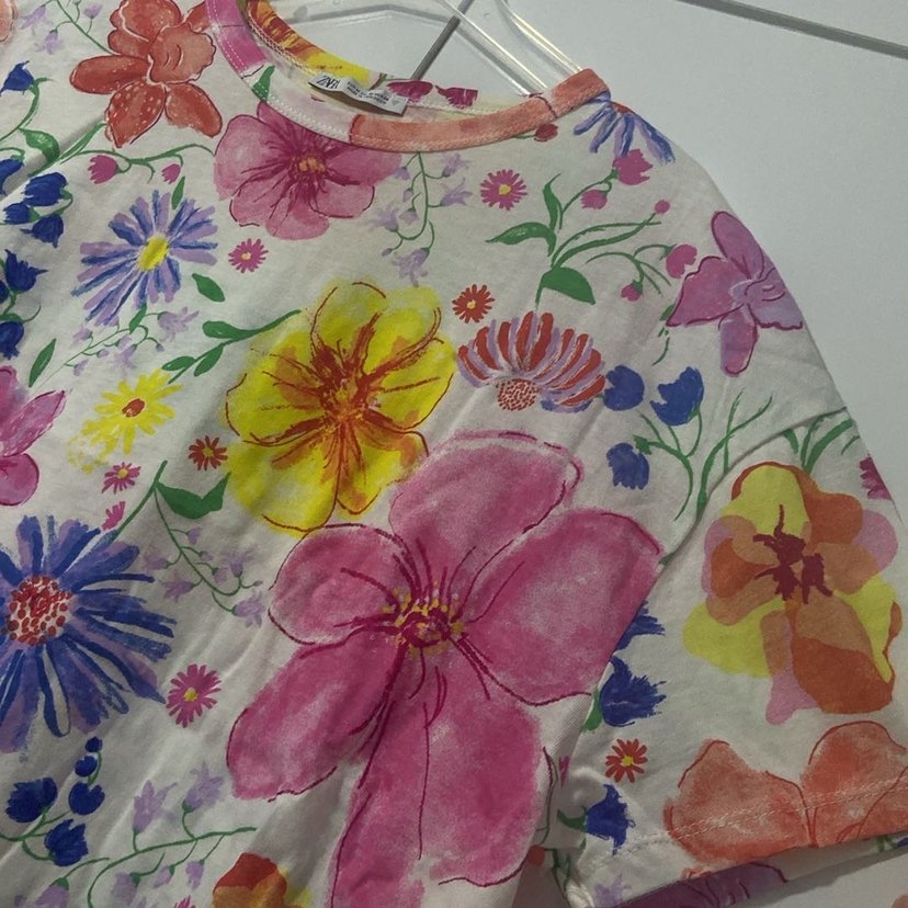 Çiçek Desenli Bohem Kadın Kısa Kollu Tişört - Görsel 4