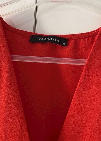 Kırmızı Kolsuz Midi Keten Elbise - Görsel 2