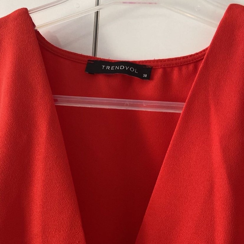 Kırmızı Kolsuz Midi Keten Elbise - Görsel 2
