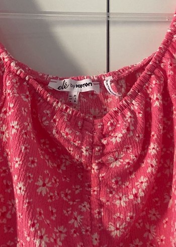 Pembe Mini Bağcıklı Düğmeli Kadın Bluz - Görsel 3