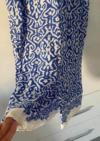 Kadın Lacivert Bağlama Desenli Uzun Elbise - Görsel 2