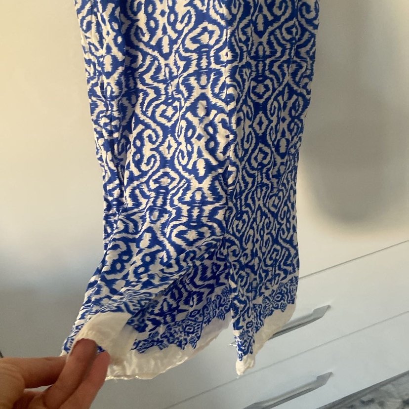 Kadın Lacivert Bağlama Desenli Uzun Elbise - Görsel 2