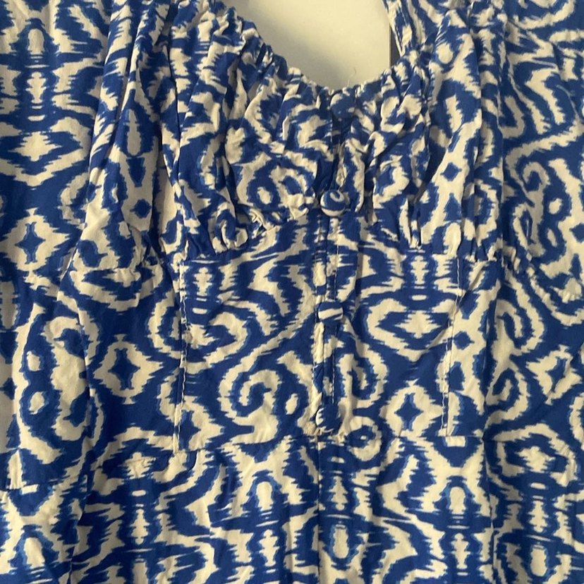 Kadın Lacivert Bağlama Desenli Uzun Elbise - Görsel 3