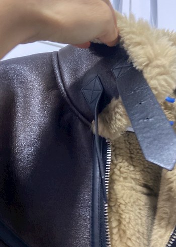 Kahverengi Kürklü Deri Biker Ceket - Görsel 4