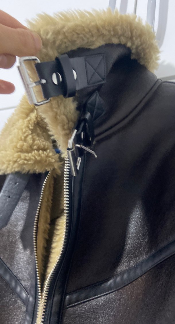 Kahverengi Kürklü Deri Biker Ceket - Görsel 3