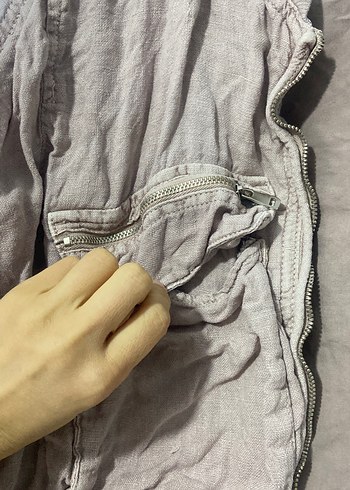 Düğmeli Keten Mini Kadın Ceket - Görsel 5