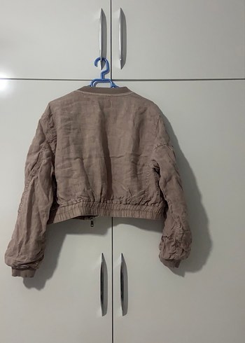 Düğmeli Keten Mini Kadın Ceket - Görsel 7