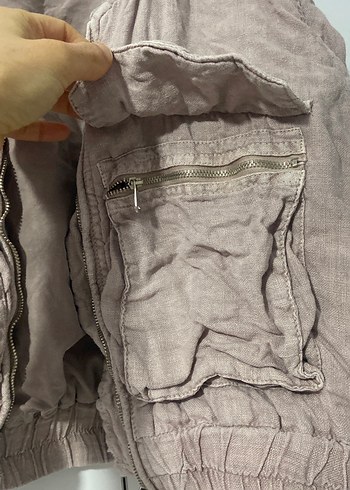 Düğmeli Keten Mini Kadın Ceket - Görsel 4