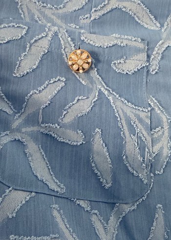 Düğmeli Batik Desenli Uzun Kot Etek - Görsel 2