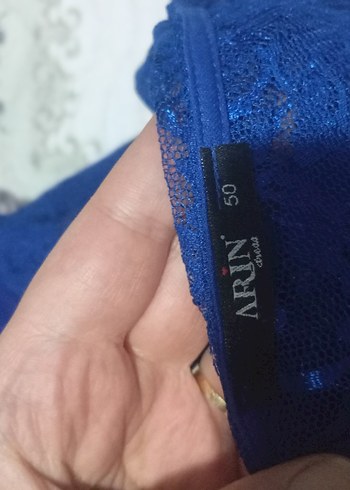 Uzun, Drapeli Mavi Kadın Abiye - Görsel 4