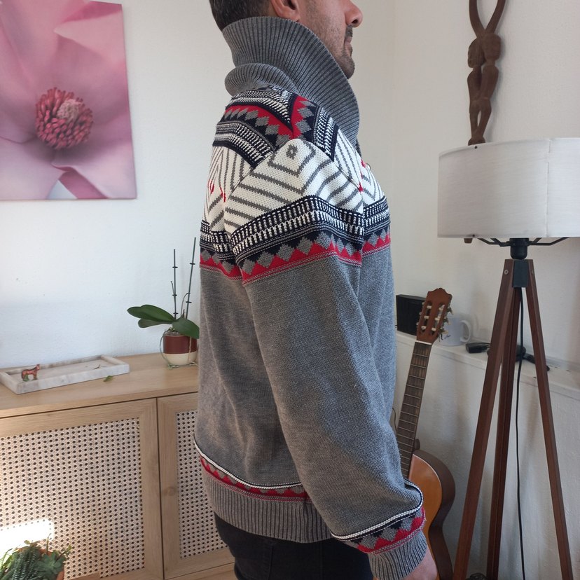 HILFIGER & SPOART Gri Nakışlı Yüksek Yakalı Erkek Kazak - Görsel 4