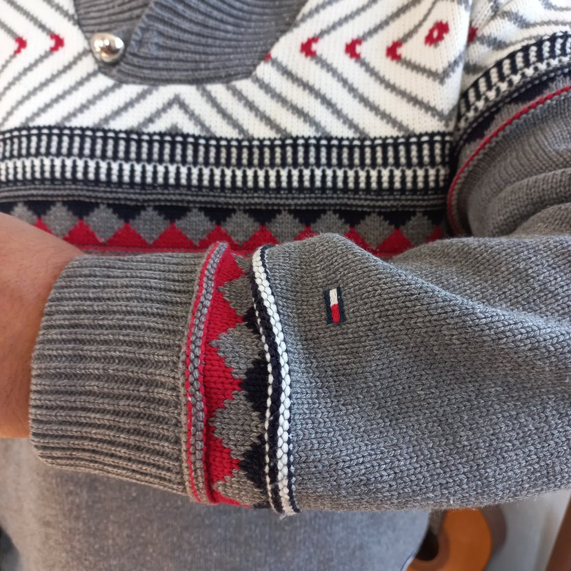 HILFIGER & SPOART Gri Nakışlı Yüksek Yakalı Erkek Kazak - Görsel 2