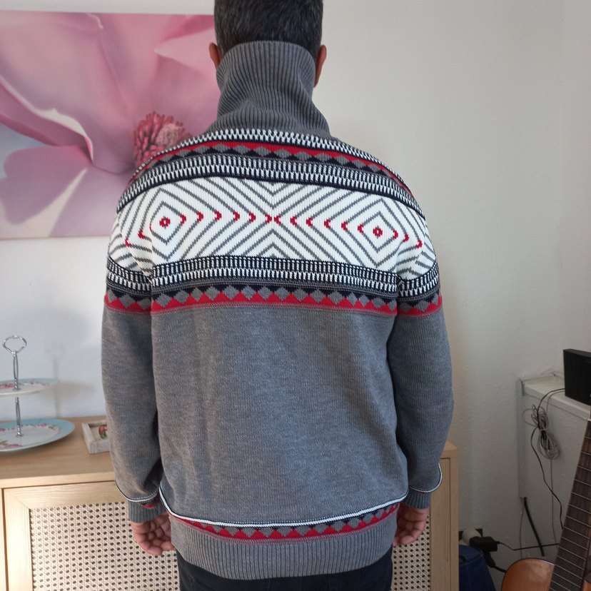 HILFIGER & SPOART Gri Nakışlı Yüksek Yakalı Erkek Kazak - Görsel 3