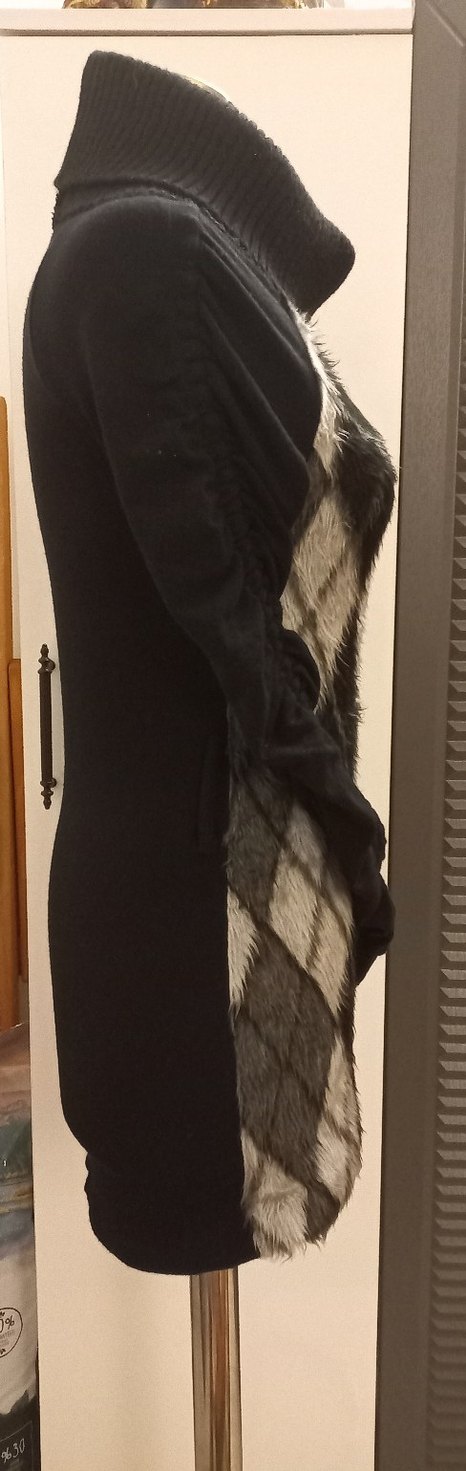 GRİ DESENLİ UZUN KOLLU KADIN SUNİ KÜRKLÜ BLUZ - Görsel 3