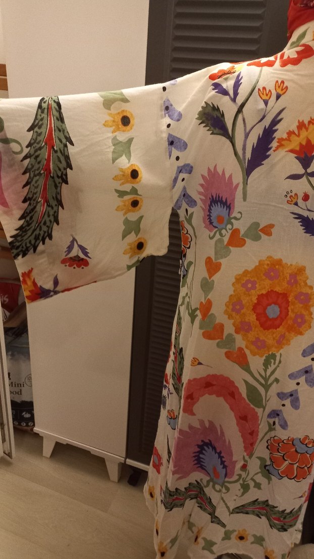 ÇİÇEK DESENLİ UZUN BOHEM KİMONO - Görsel 4