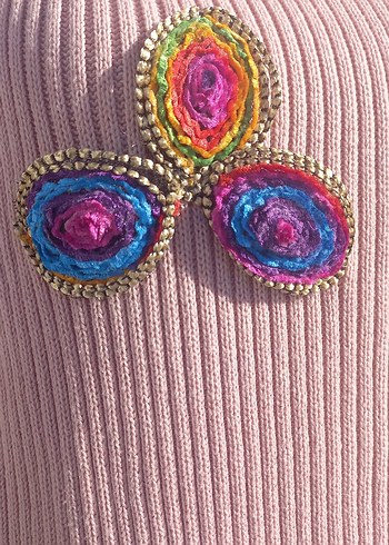 NAKIŞLI PEMBE BOHEM KADIN KAZAK - Görsel 6