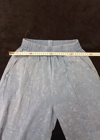 İNCE KOT GRİ MAVİ MİDİ LOOSE FİT KADIN PANTOLON - Görsel 2