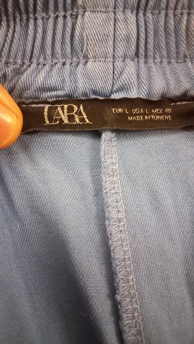 İNCE KOT GRİ MAVİ MİDİ LOOSE FİT KADIN PANTOLON - Görsel 4