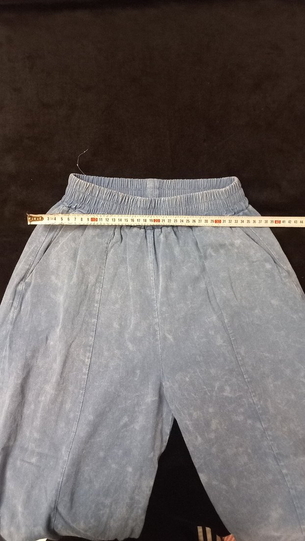 İNCE KOT GRİ MAVİ MİDİ LOOSE FİT KADIN PANTOLON - Görsel 2