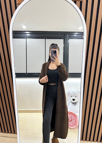 Kadın Kahverengi Uzun Rahat Kesim Hırka - Görsel 3