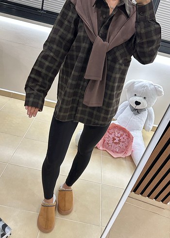 Kahverengi Salaş Midi Kadın Gömlek - Görsel 2