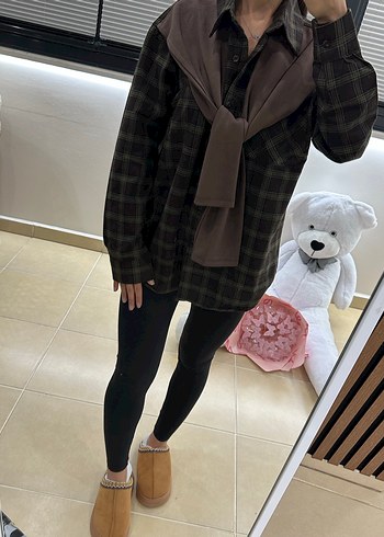 Kahverengi Salaş Midi Kadın Gömlek - Görsel 3