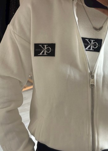 Kadın Beyaz Fermuarlı Bomber Ceket - Görsel 5