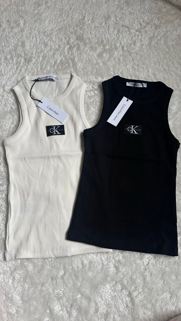 Beyaz Kadın Crop Top Kolsuz Calvin Clean - Görsel 3