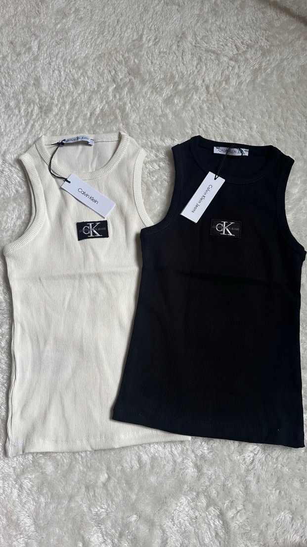 Beyaz Kadın Crop Top Kolsuz Calvin Clean - Görsel 4