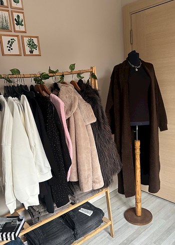 Kahverengi Uzun Örgü Kadın Hırka - Görsel 3