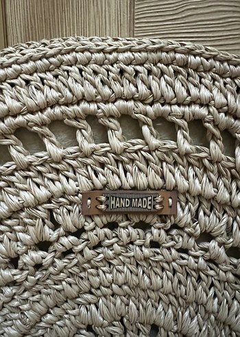 Bej Bohem Örgü Plaj Çantası Zebra Desenli - Görsel 2