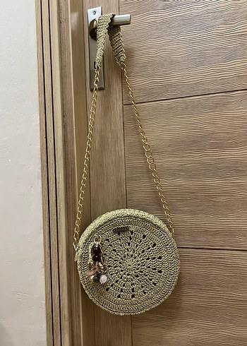 Bej Örgü Zincir Detaylı Kadın Çapraz Çanta - Görsel 2